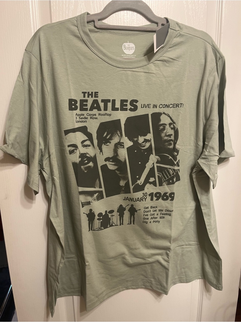 Hybrid Apparel The Beatles Graphic Tee - Sage Green with Black Print